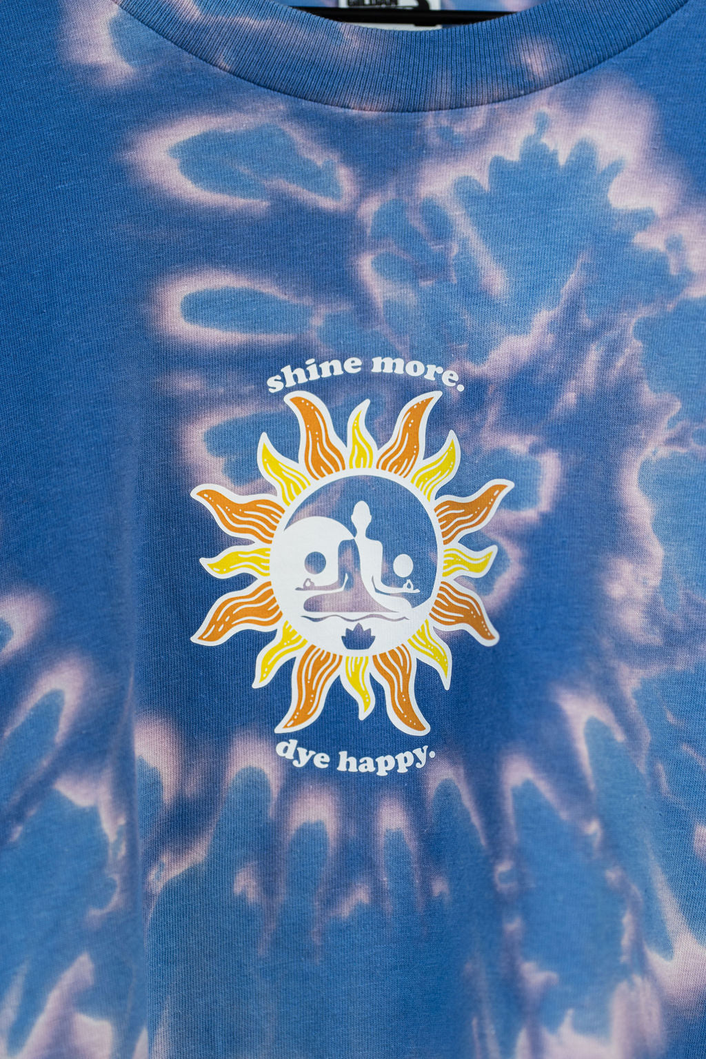 "Shine More, Dye Happy" Periwinkle Tie Dye Shirt