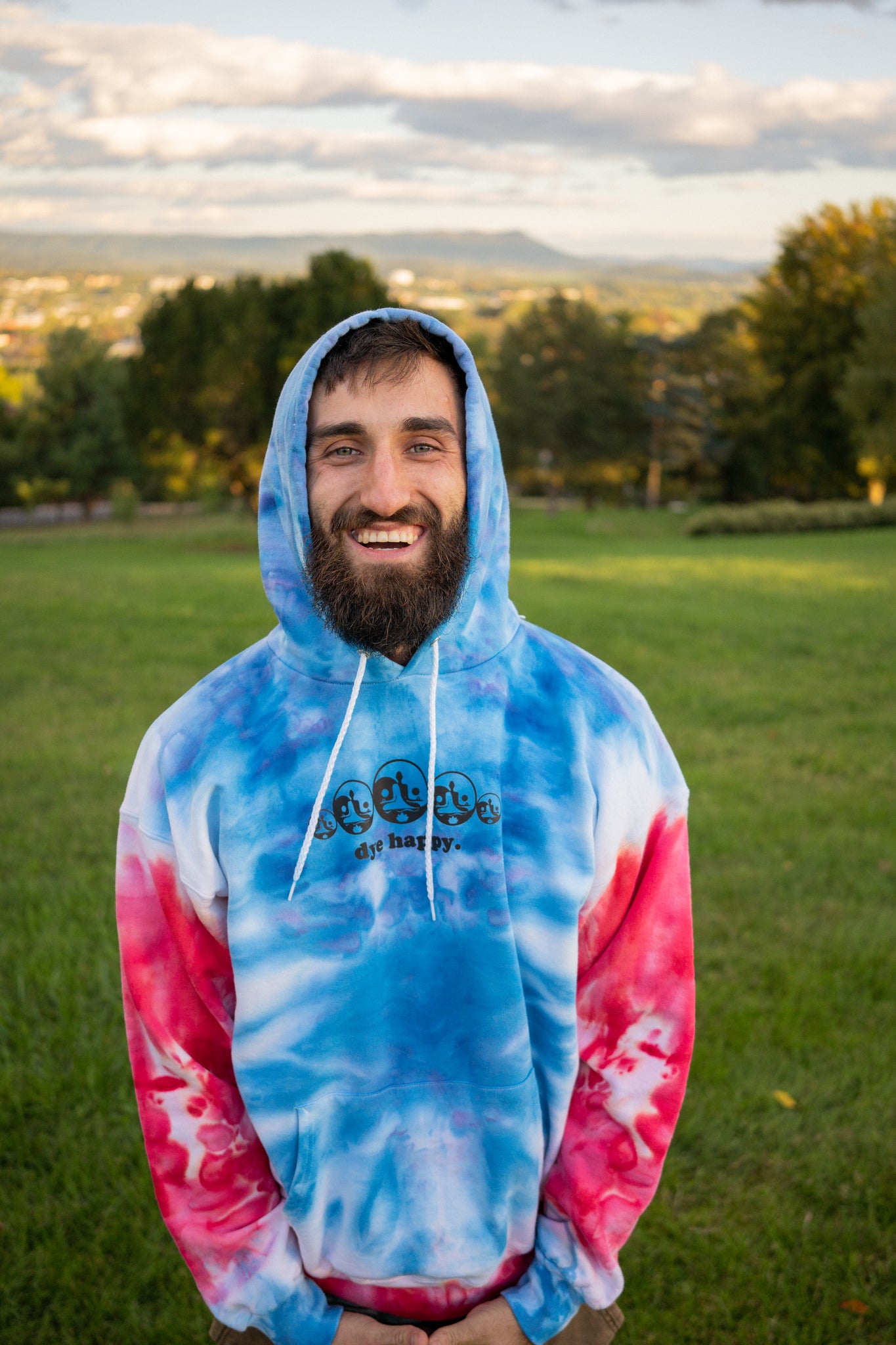 Red, White, and Blue Wide Logo Tie Dye Sweatshirt
