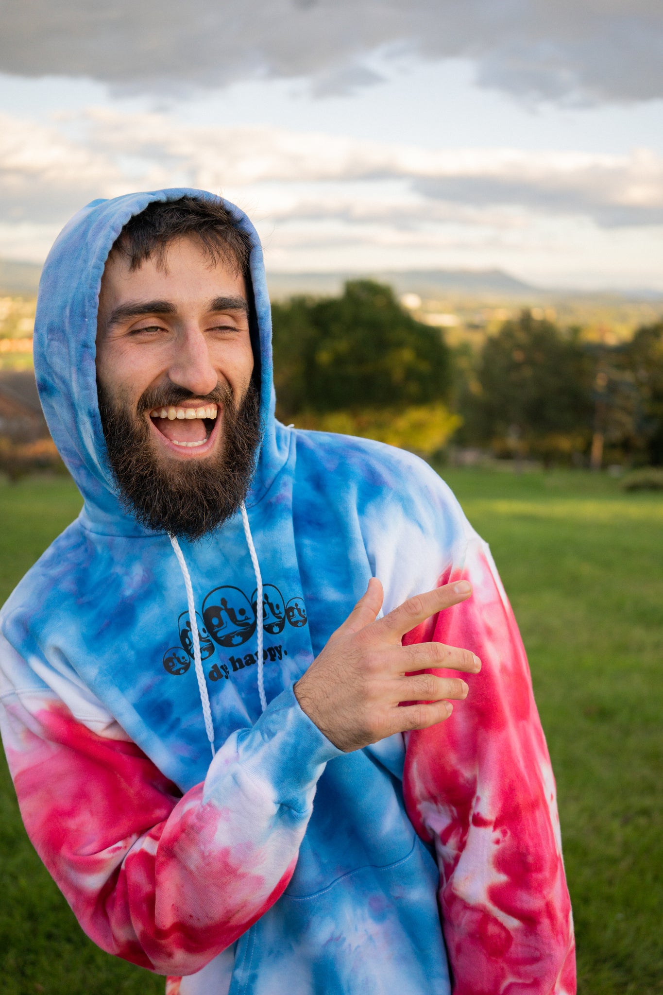 Red, White, and Blue Wide Logo Tie Dye Sweatshirt