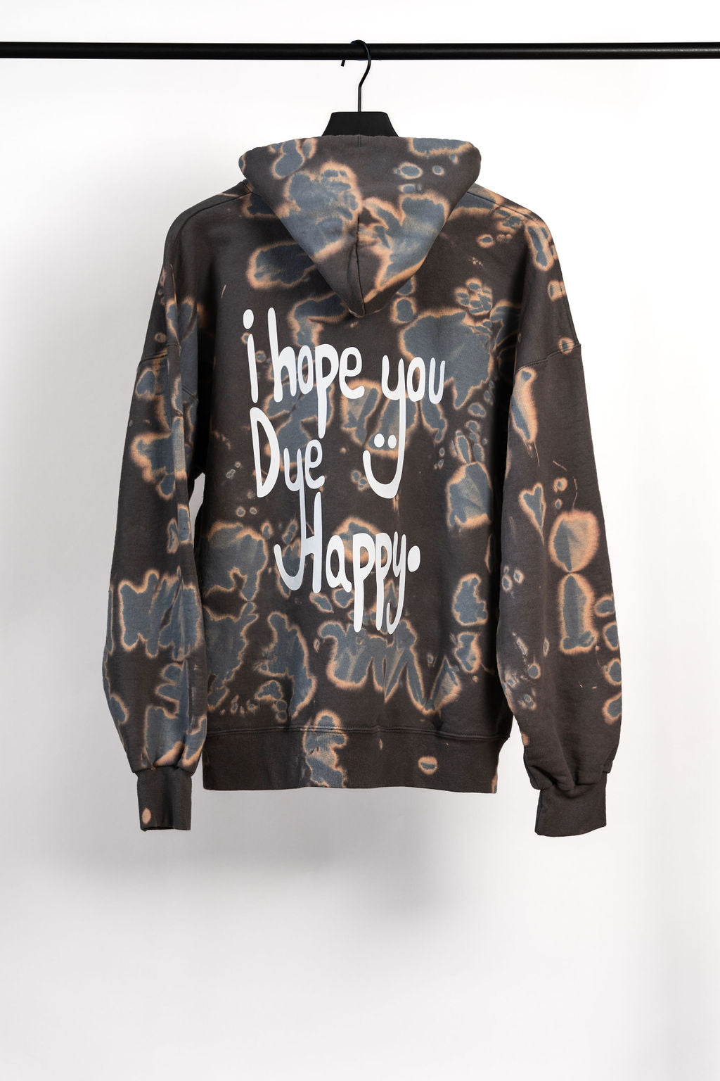 Gray Glacier Blue "I Hope You Dye Happy" Tie Dye Hoodie