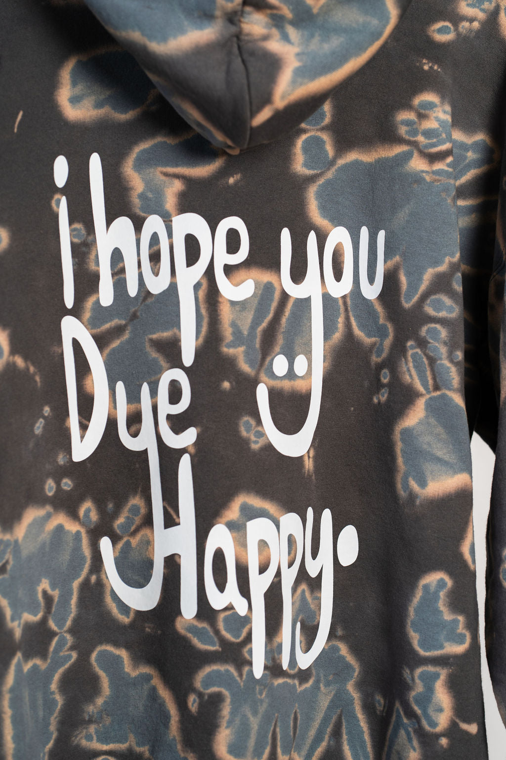 Gray Glacier Blue "I Hope You Dye Happy" Tie Dye Hoodie