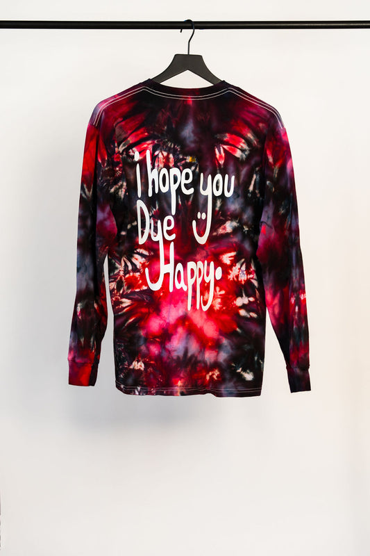 Red & Black "I Hope You Dye Happy" Tie Dye Shirt