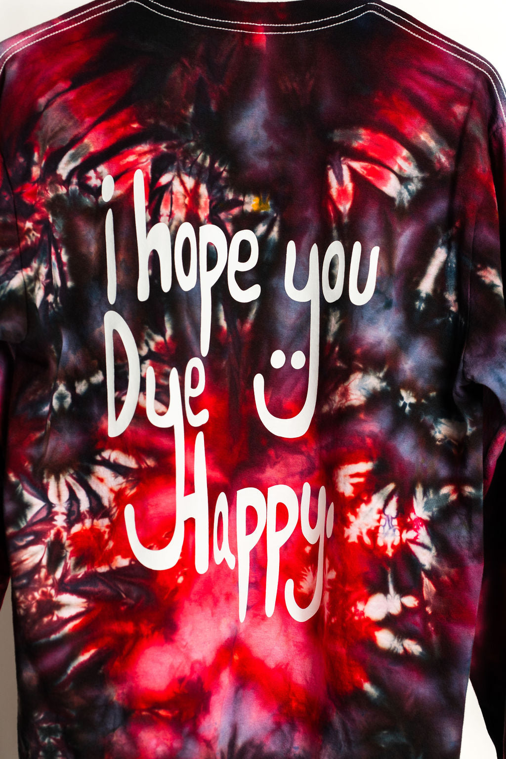 Red & Black "I Hope You Dye Happy" Tie Dye Shirt