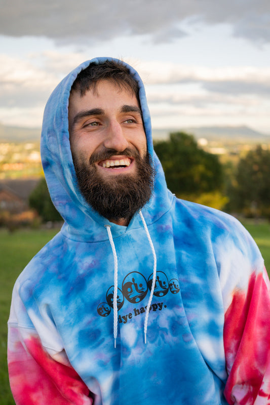 Red, White, and Blue Wide Logo Tie Dye Sweatshirt
